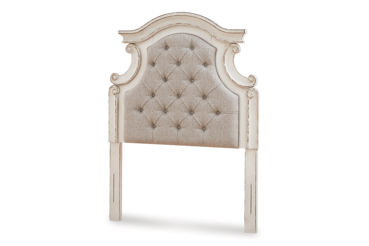 Realyn Chipped White Twin Upholstered Panel Headboard - B743-53 - Bien Home Furniture &amp; Electronics