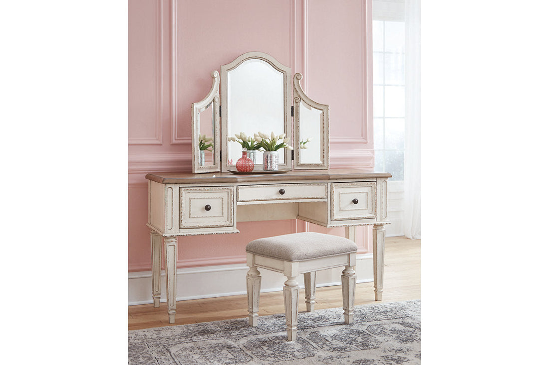 Realyn Two-tone Vanity and Mirror with Stool - B743-22 - Bien Home Furniture &amp; Electronics