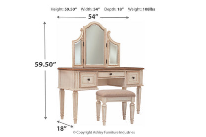 Realyn Two-tone Vanity and Mirror with Stool - B743-22 - Bien Home Furniture &amp; Electronics