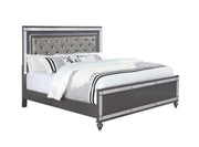 Refino Gray King LED Upholstered Panel Bed - SET | B1670-K-HB | B1670-K-FB | B1670-KQ-RAIL - Bien Home Furniture & Electronics