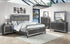 Refino Gray LED Upholstered Panel Bedroom Set - SET | B1670-K-HB | B1670-K-FB | B1670-KQ-RAIL | B1670-1 | B1670-11 | B1670-2 | B1670-4 - Bien Home Furniture & Electronics