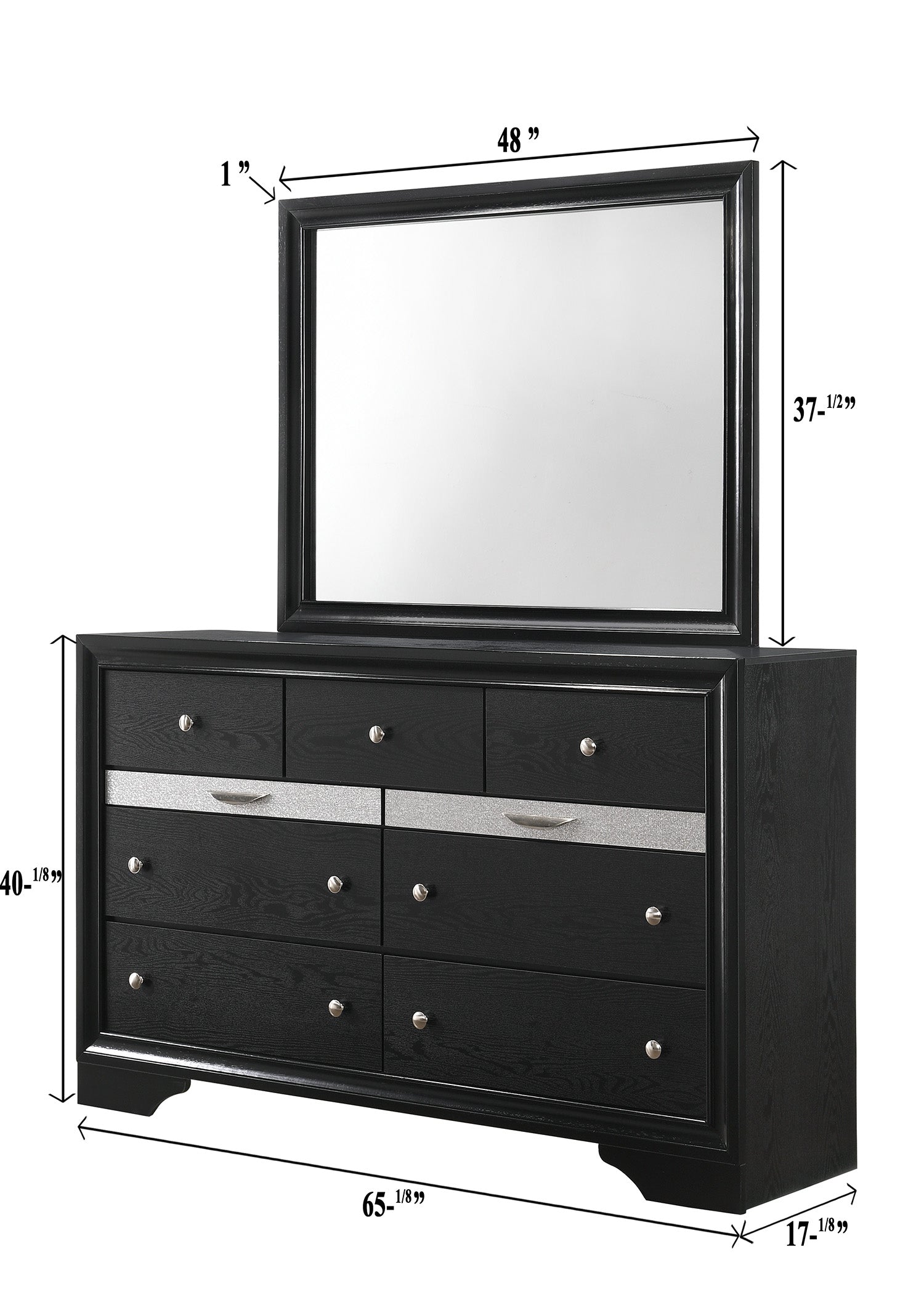 Regata Black/Silver Bedroom Mirror (Mirror Only) - B4670-11 - Bien Home Furniture &amp; Electronics