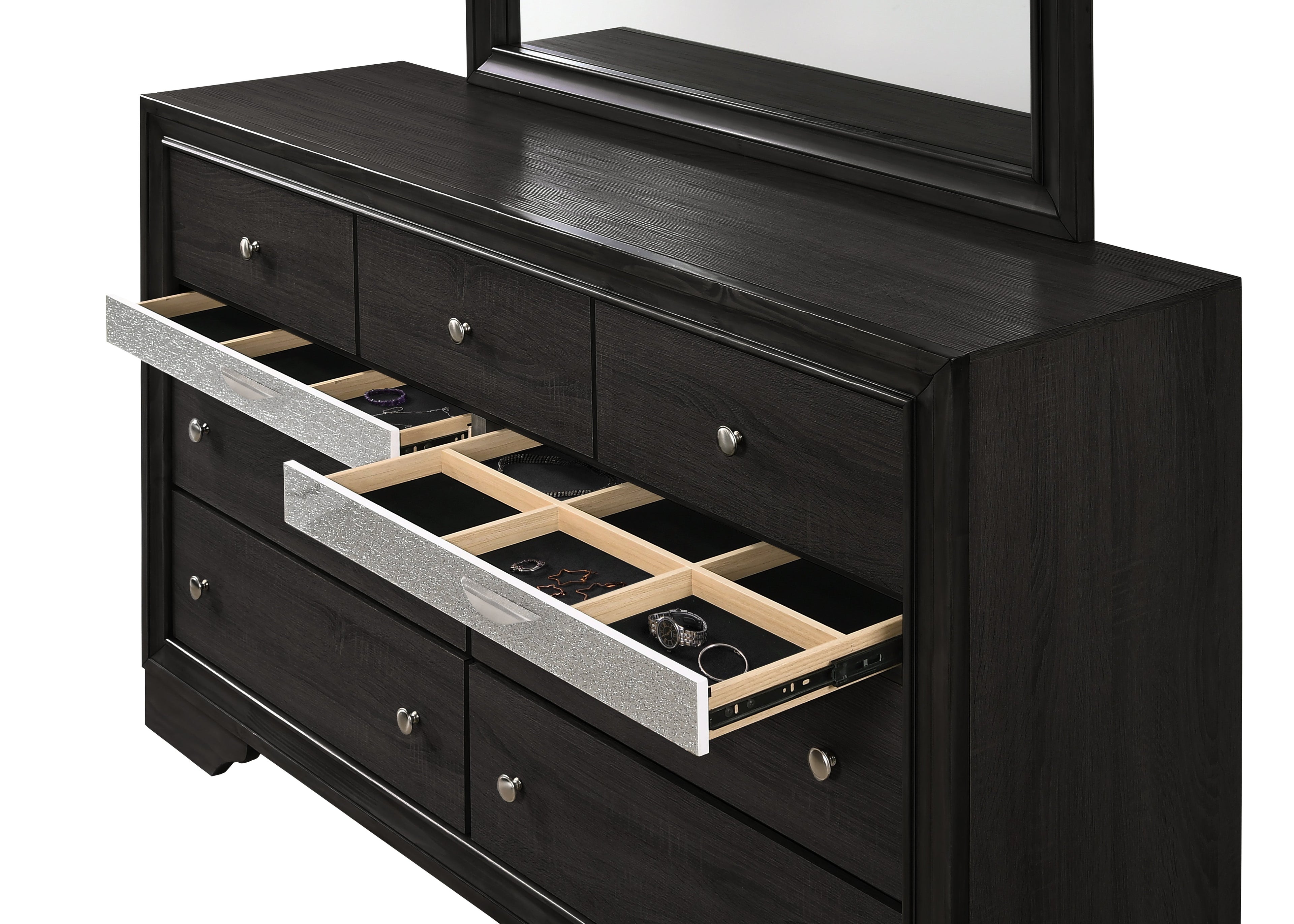 Regata Black/Silver Dresser - B4670-1 - Bien Home Furniture &amp; Electronics