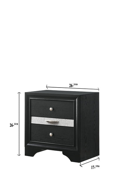 Regata Black/Silver Nightstand - B4670-2 - Bien Home Furniture &amp; Electronics