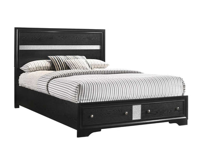 Regata Black/Silver Queen Storage Platform Bed - SET | B4670-Q-HBFB | B4670-Q-RAIL | B4670-KQ-DRW - Bien Home Furniture &amp; Electronics