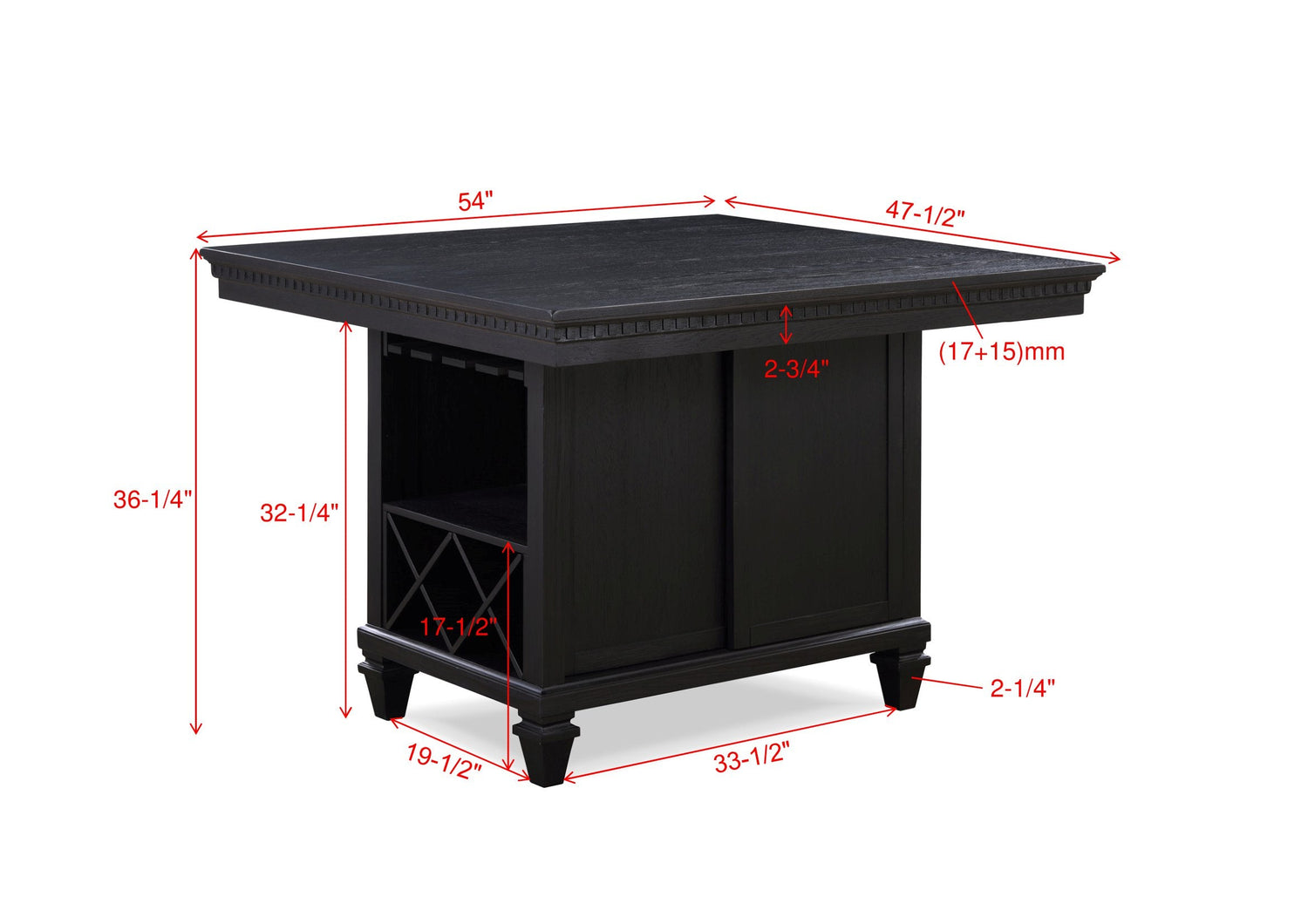 Regent Charcoal Black Counter Height Dining Set - SET | 2772CLT-4854-BS | 2772CLT-4854-TP | 2772CL-S-24(2) - Bien Home Furniture &amp; Electronics