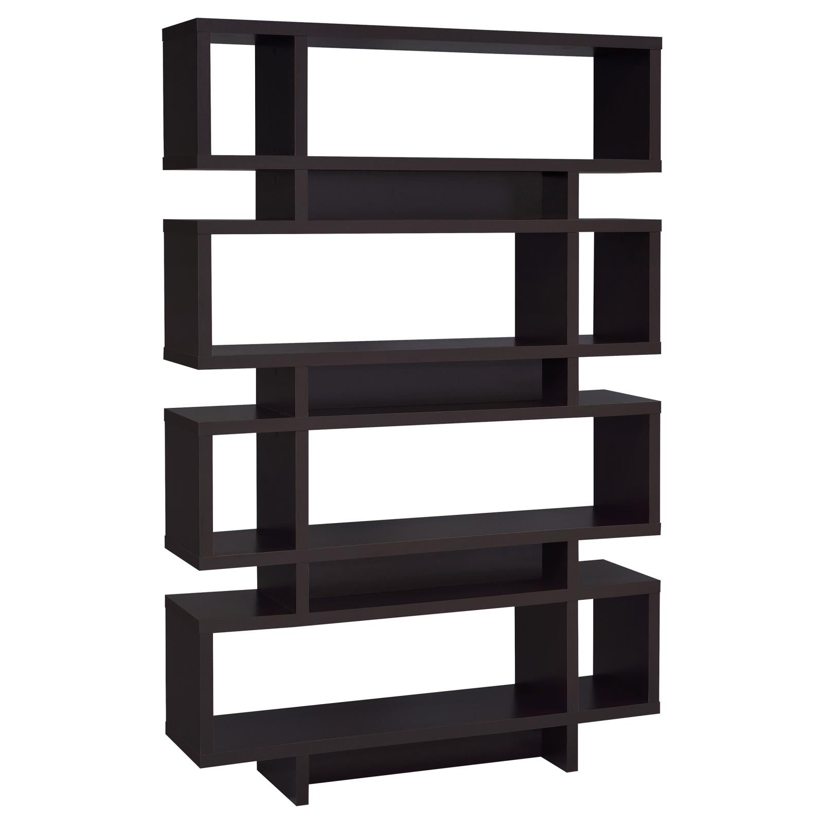 Reid Cappuccino 4-Tier Open Back Bookcase - 800307 - Bien Home Furniture &amp; Electronics