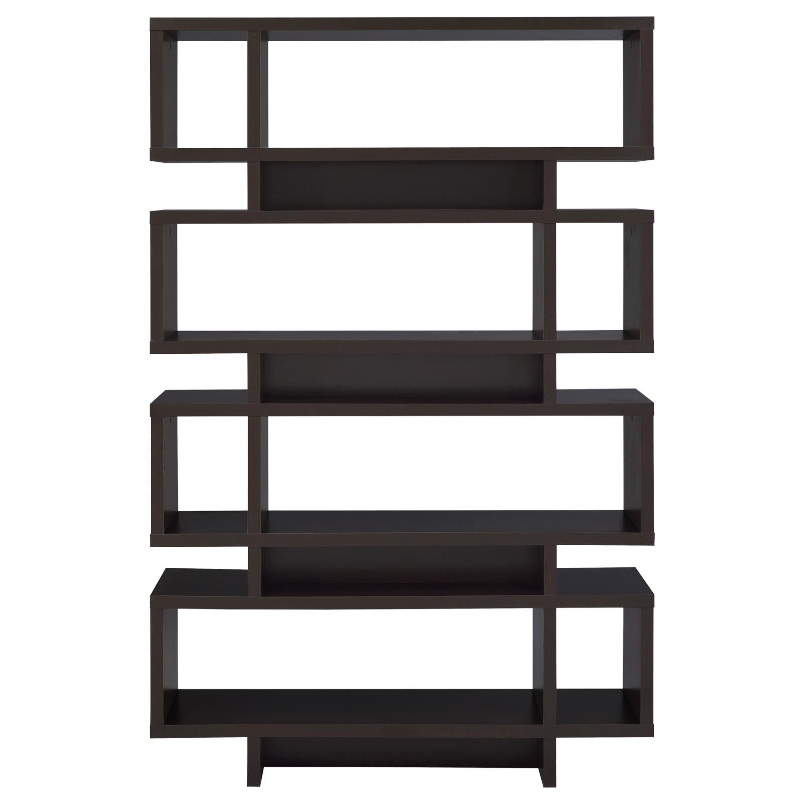 Reid Cappuccino 4-Tier Open Back Bookcase - 800307 - Bien Home Furniture &amp; Electronics