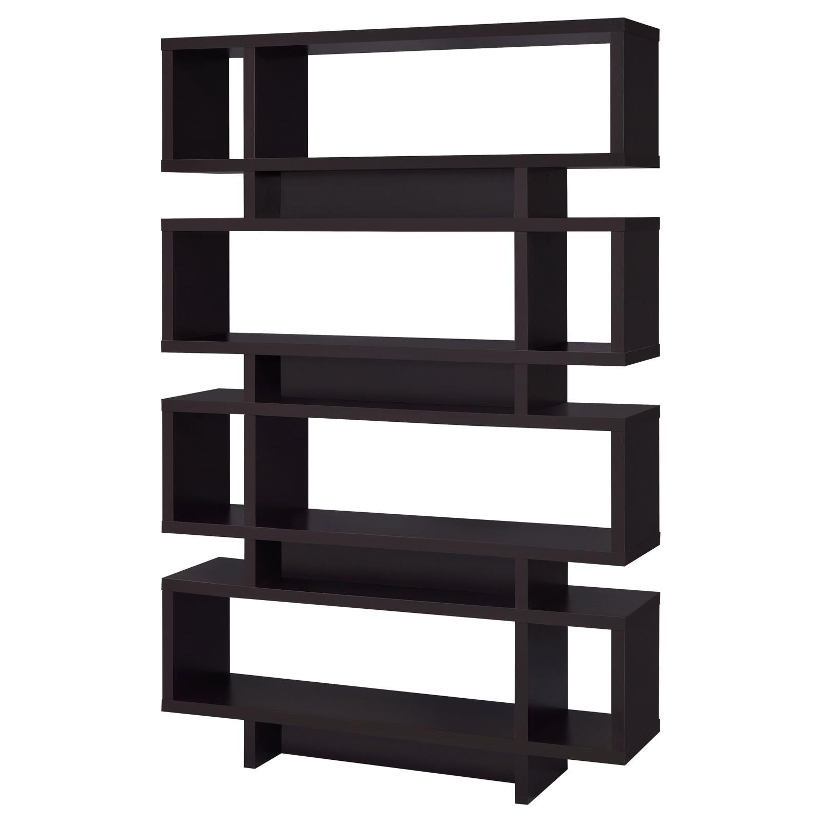 Reid Cappuccino 4-Tier Open Back Bookcase - 800307 - Bien Home Furniture &amp; Electronics