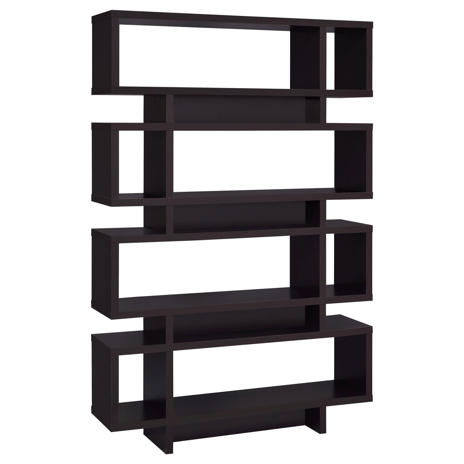 Reid Cappuccino 4-Tier Open Back Bookcase - 800307 - Bien Home Furniture &amp; Electronics