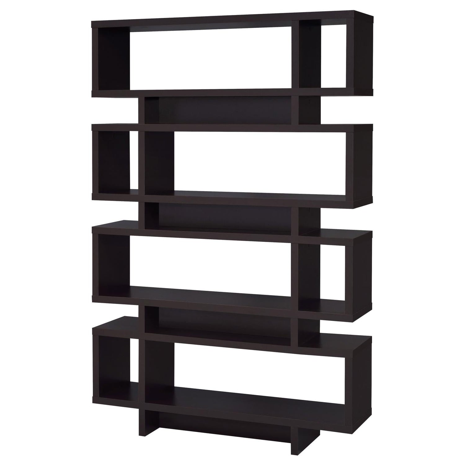 Reid Cappuccino 4-Tier Open Back Bookcase - 800307 - Bien Home Furniture &amp; Electronics