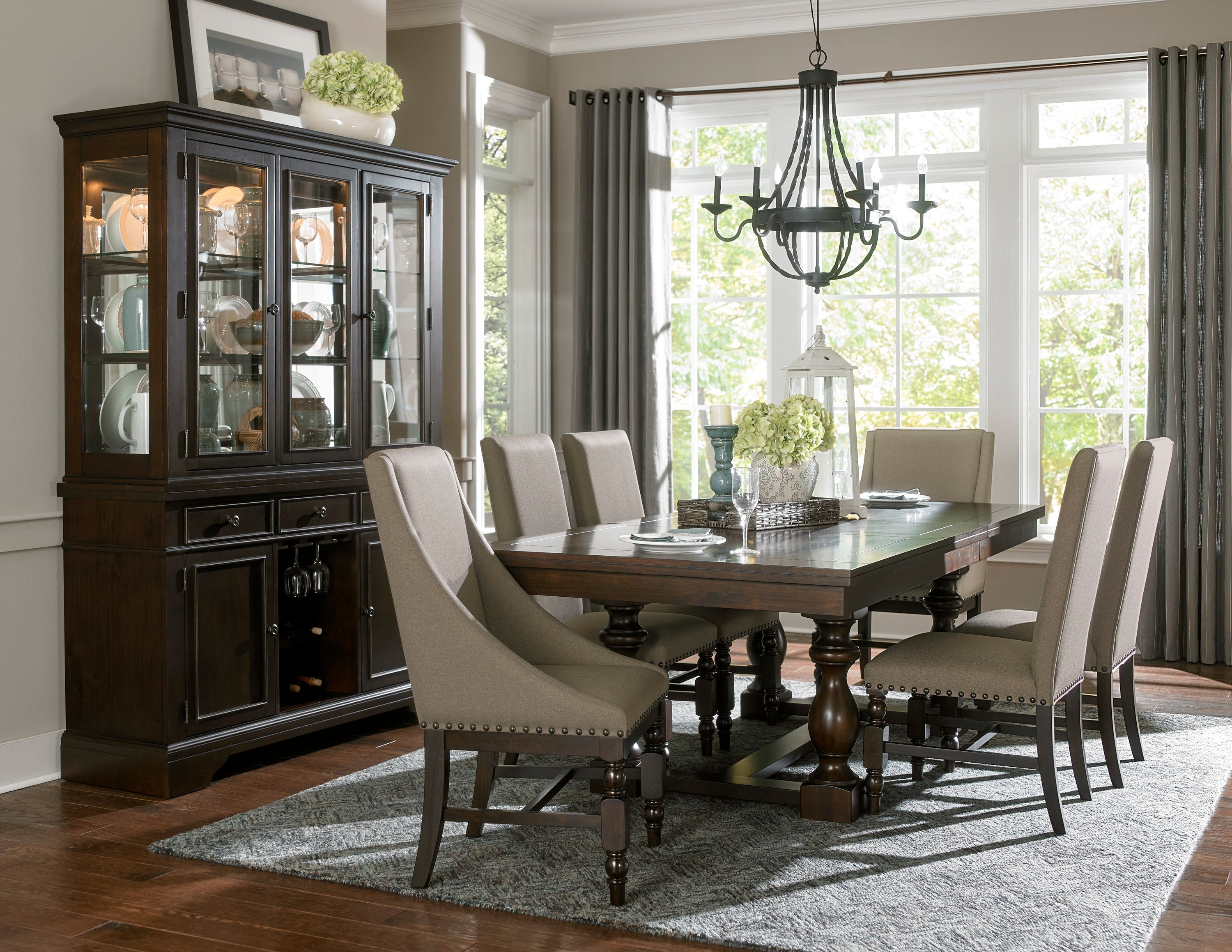 Reid Cherry Extendable Dining Table - SET | 5267RF-96 | 5267RF-96B - Bien Home Furniture &amp; Electronics
