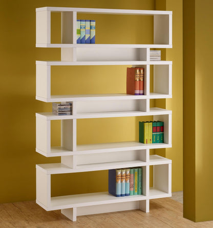 Reid White 4-Tier Open Back Bookcase - 800308 - Bien Home Furniture &amp; Electronics