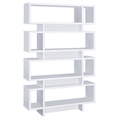 Reid White 4-Tier Open Back Bookcase - 800308 - Bien Home Furniture &amp; Electronics