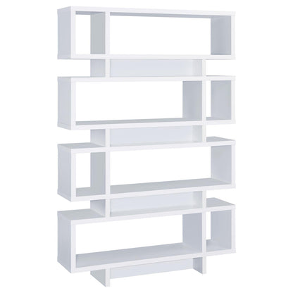 Reid White 4-Tier Open Back Bookcase - 800308 - Bien Home Furniture &amp; Electronics