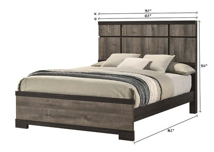 Remington Brown/Gray Queen Panel Bed - SET | B8160-Q-HBFB | B8160-KQ-RAIL | - Bien Home Furniture &amp; Electronics