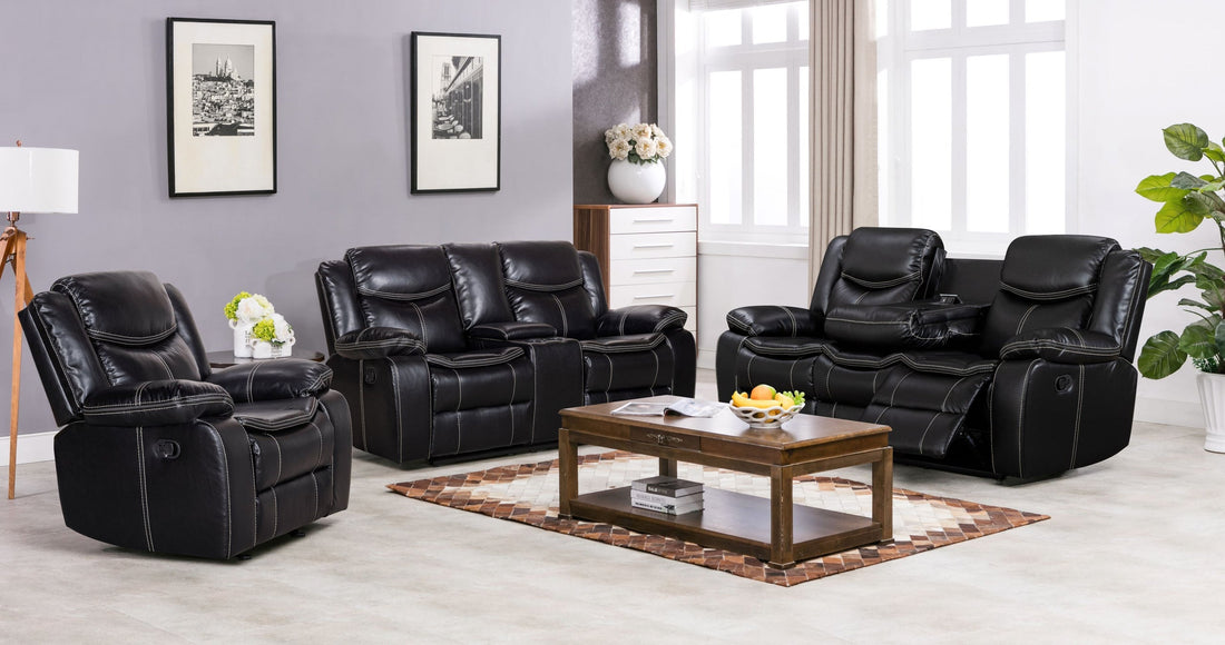 Reno Black - 2PC or 3PC Reclining Set *3PC - Reno Black 2PC or 3PC 3PC - Bien Home Furniture &amp; Electronics