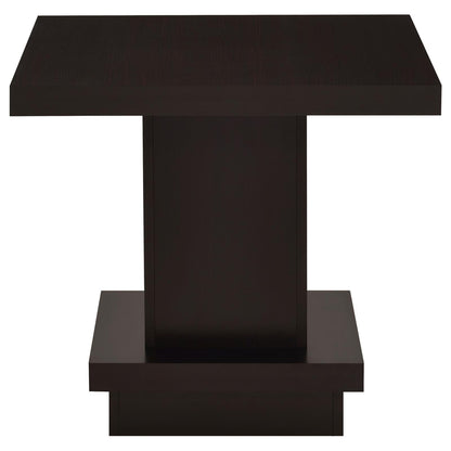 Reston Pedestal Square End Table Cappuccino - 705167 - Bien Home Furniture &amp; Electronics