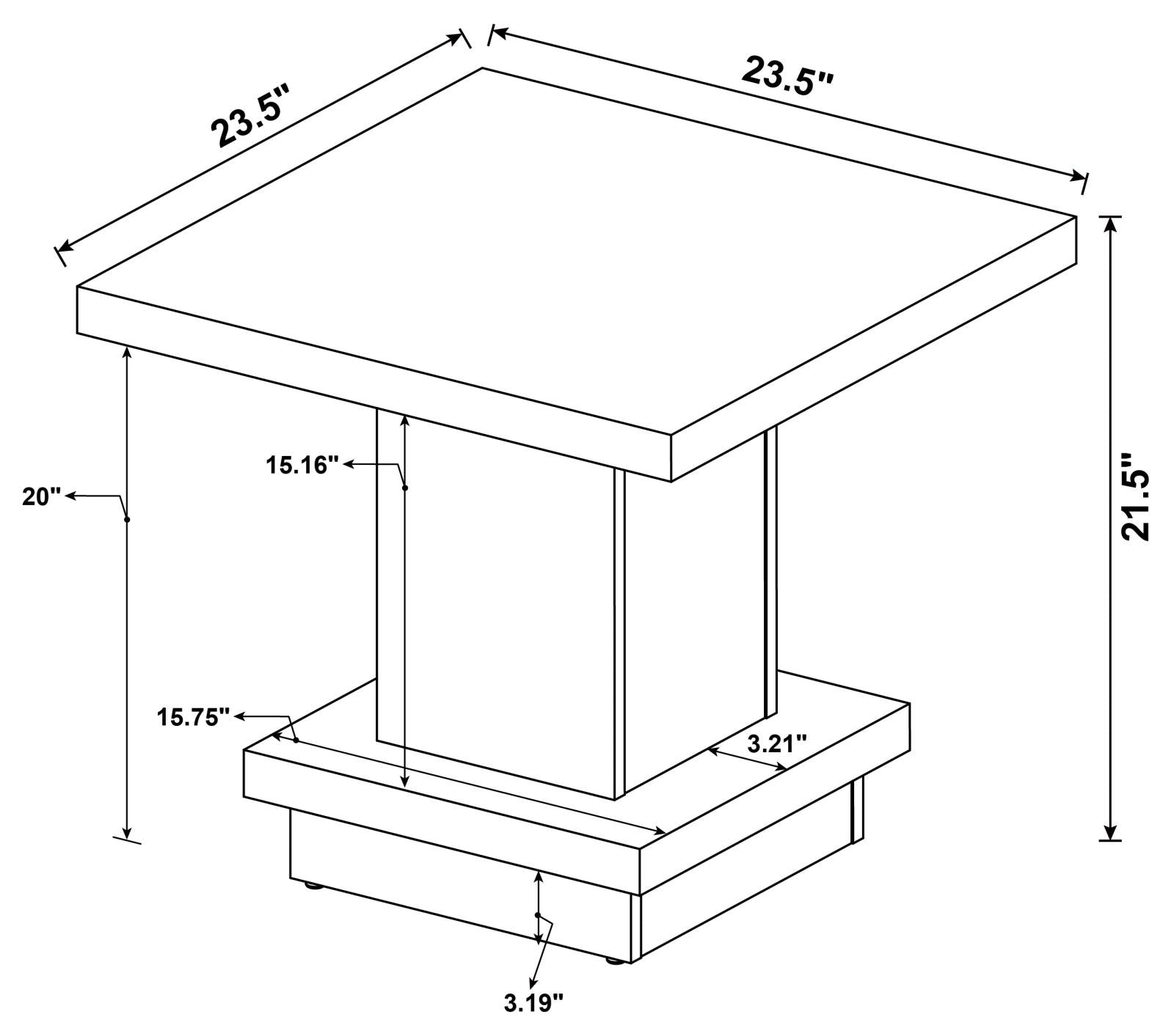 Reston Pedestal Square End Table Cappuccino - 705167 - Bien Home Furniture &amp; Electronics