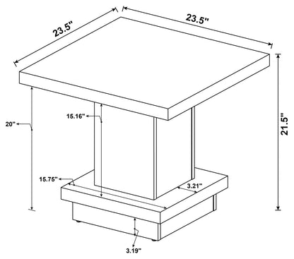 Reston Pedestal Square End Table Cappuccino - 705167 - Bien Home Furniture &amp; Electronics