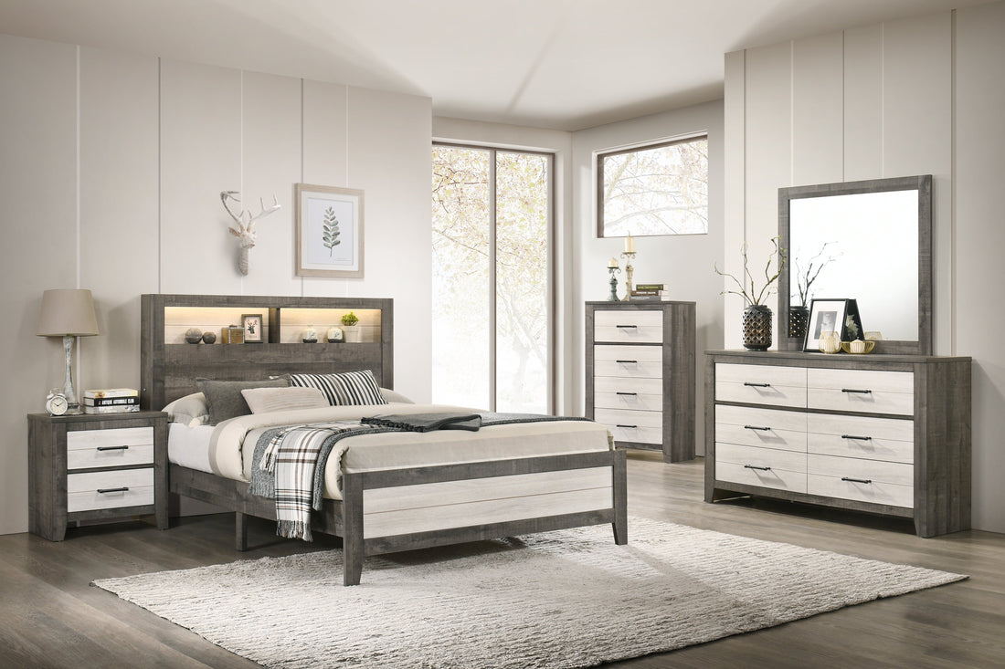 Rhett Brown/Cream LED Platform Bedroom Set - SET | B8170-Q-BED | B8170-2 | B8170-4 - Bien Home Furniture &amp; Electronics