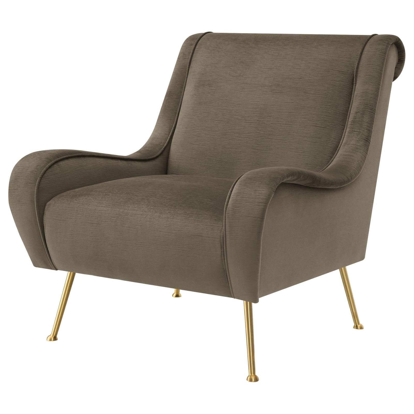 Ricci Upholstered Saddle Arms Accent Chair Truffle and Gold - 903044 - Bien Home Furniture &amp; Electronics