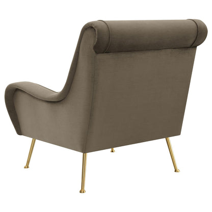 Ricci Upholstered Saddle Arms Accent Chair Truffle and Gold - 903044 - Bien Home Furniture &amp; Electronics