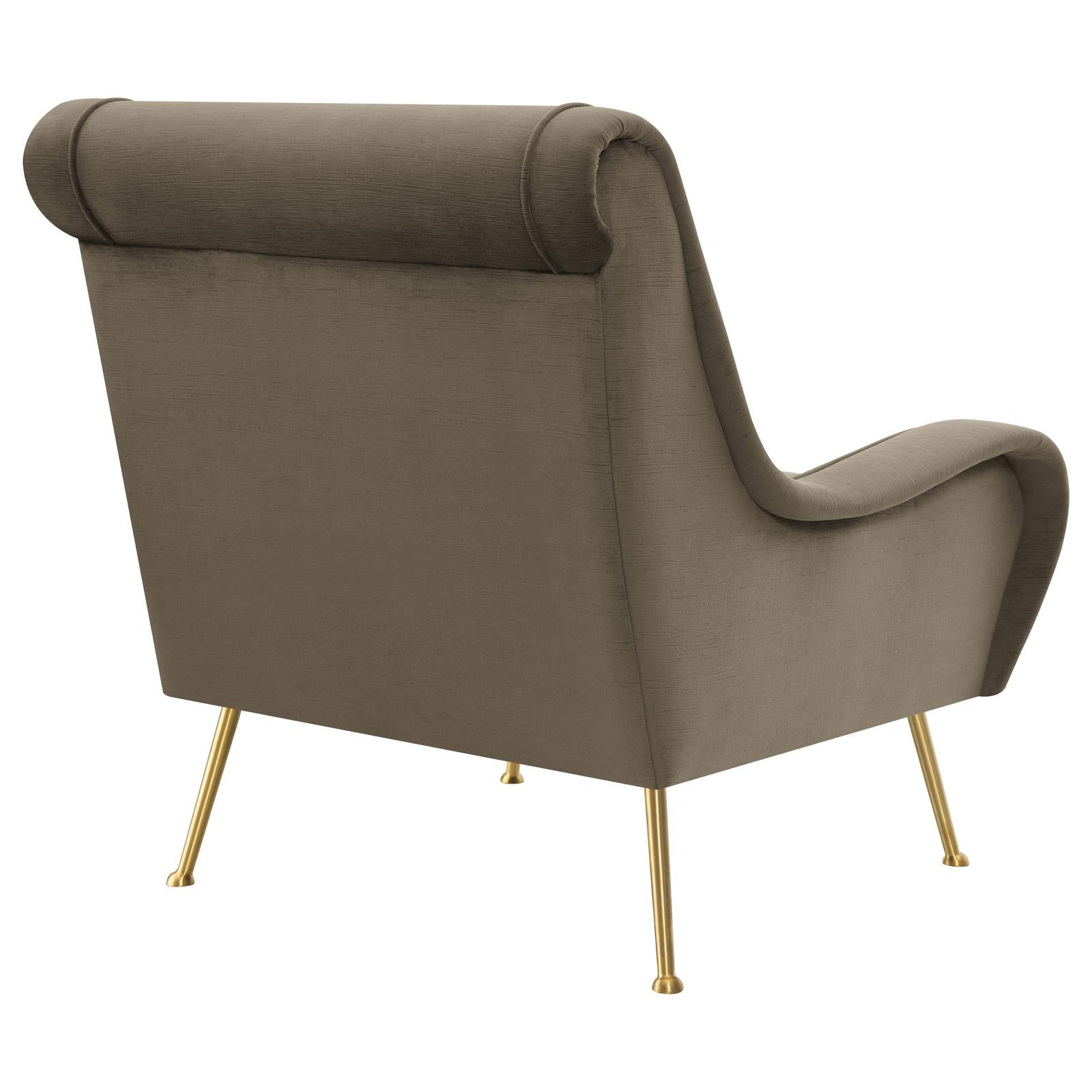 Ricci Upholstered Saddle Arms Accent Chair Truffle and Gold - 903044 - Bien Home Furniture &amp; Electronics