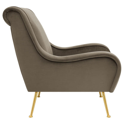 Ricci Upholstered Saddle Arms Accent Chair Truffle and Gold - 903044 - Bien Home Furniture &amp; Electronics
