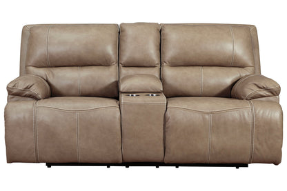 Ricmen Putty Power Reclining Loveseat with Console - U4370218 - Bien Home Furniture &amp; Electronics