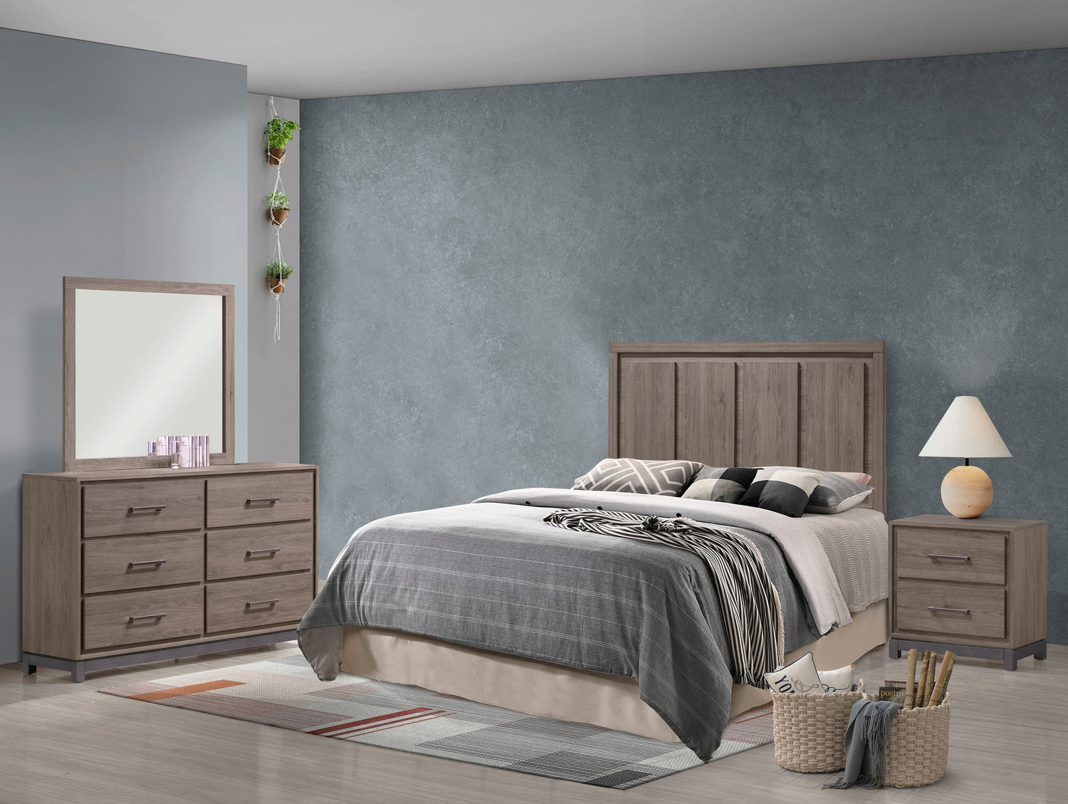 River Brown Panel Bedroom Set - SET | B3150-Q-HBFB | B3150-KQ-RAIL | B3150-2 | B3150-4 - Bien Home Furniture &amp; Electronics
