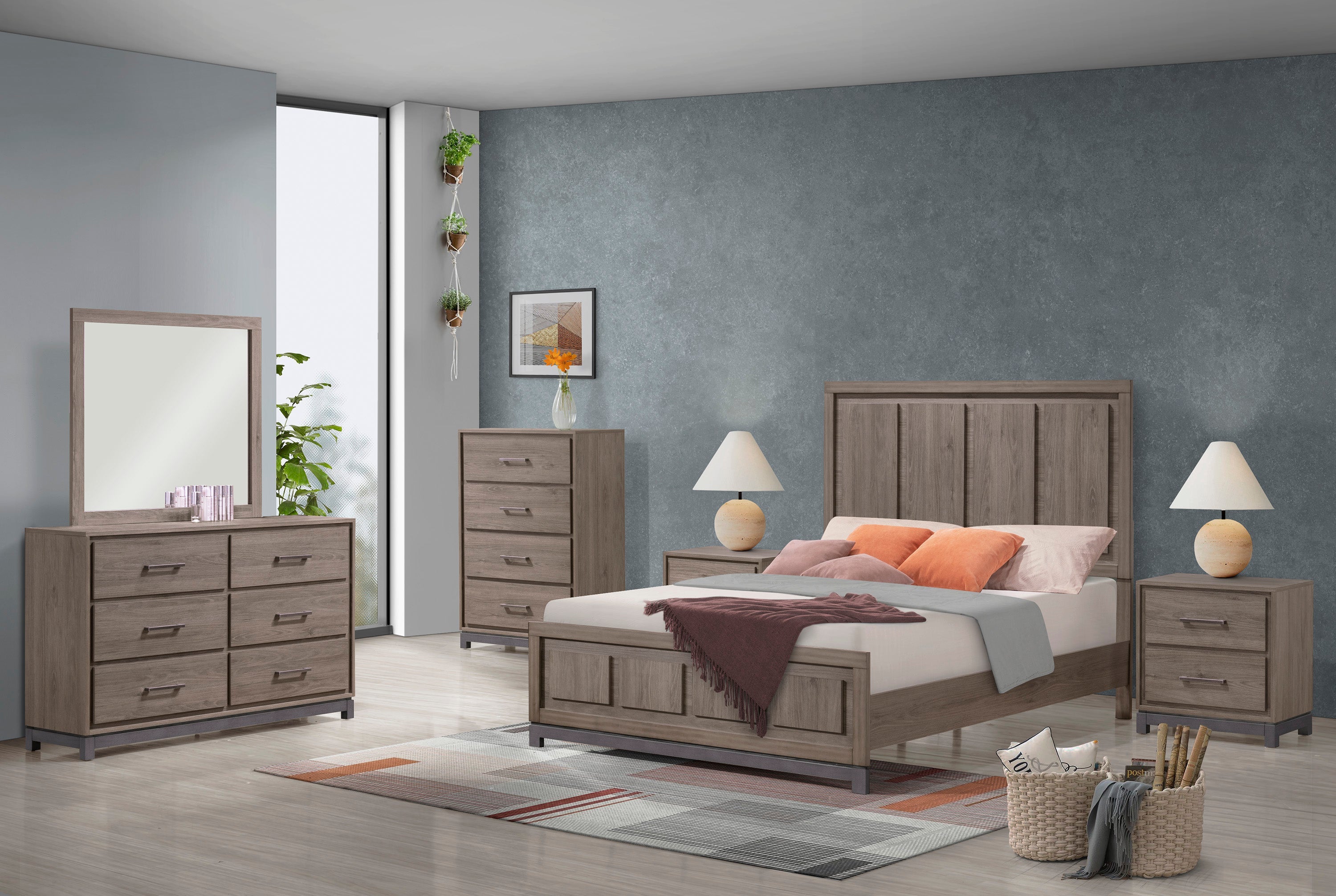 River Brown Queen Panel Bed - SET | B3150-Q-HBFB | B3150-KQ-RAIL | - Bien Home Furniture &amp; Electronics