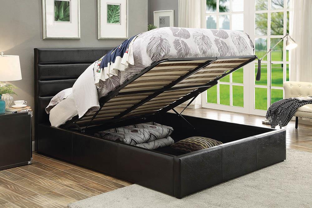 Riverbend Eastern King Upholstered Storage Bed Black - 300469KE - Bien Home Furniture &amp; Electronics
