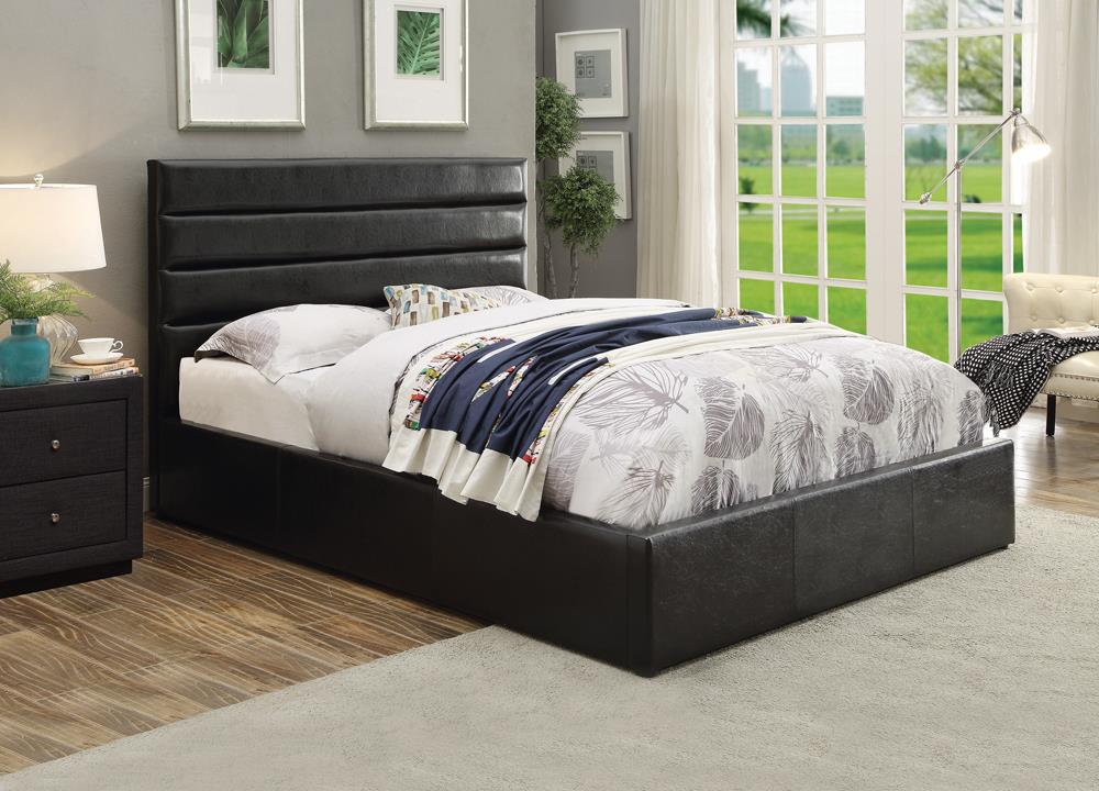 Riverbend Queen Upholstered Storage Bed Black - 300469Q - Bien Home Furniture &amp; Electronics
