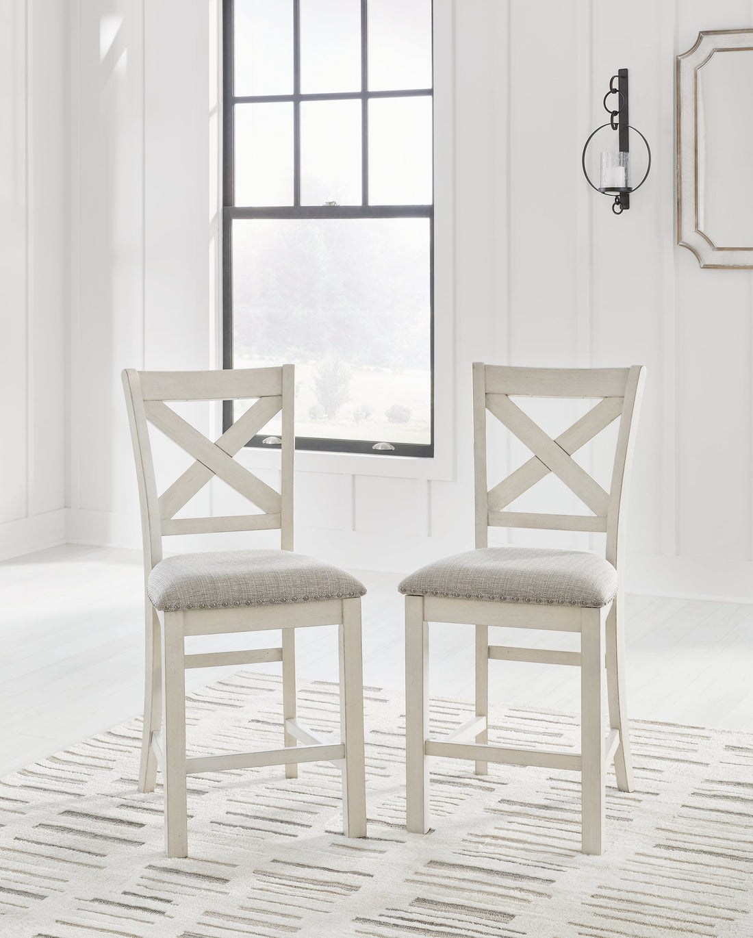 Robbinsdale Antique White Counter Height Barstool, Set of 2 - D642-124 - Bien Home Furniture &amp; Electronics