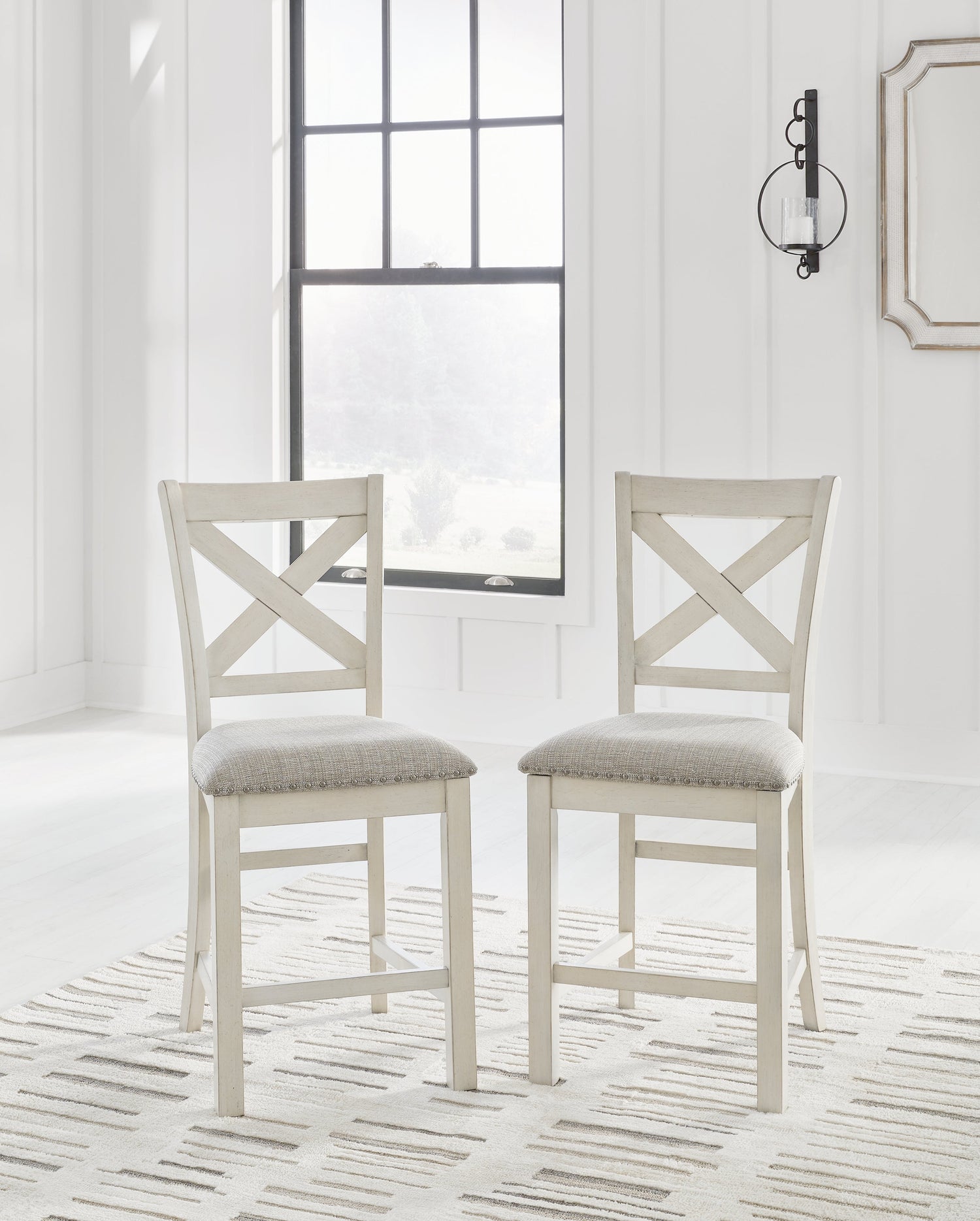 Robbinsdale Antique White Counter Height Barstool, Set of 2 - D642-124 - Bien Home Furniture &amp; Electronics