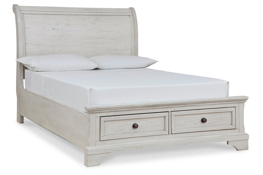 Robbinsdale Antique White Full Sleigh Storage Bed - SET | B742-183 | B742-84S | B742-87 - Bien Home Furniture &amp; Electronics