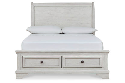Robbinsdale Antique White Full Sleigh Storage Bed - SET | B742-183 | B742-84S | B742-87 - Bien Home Furniture &amp; Electronics