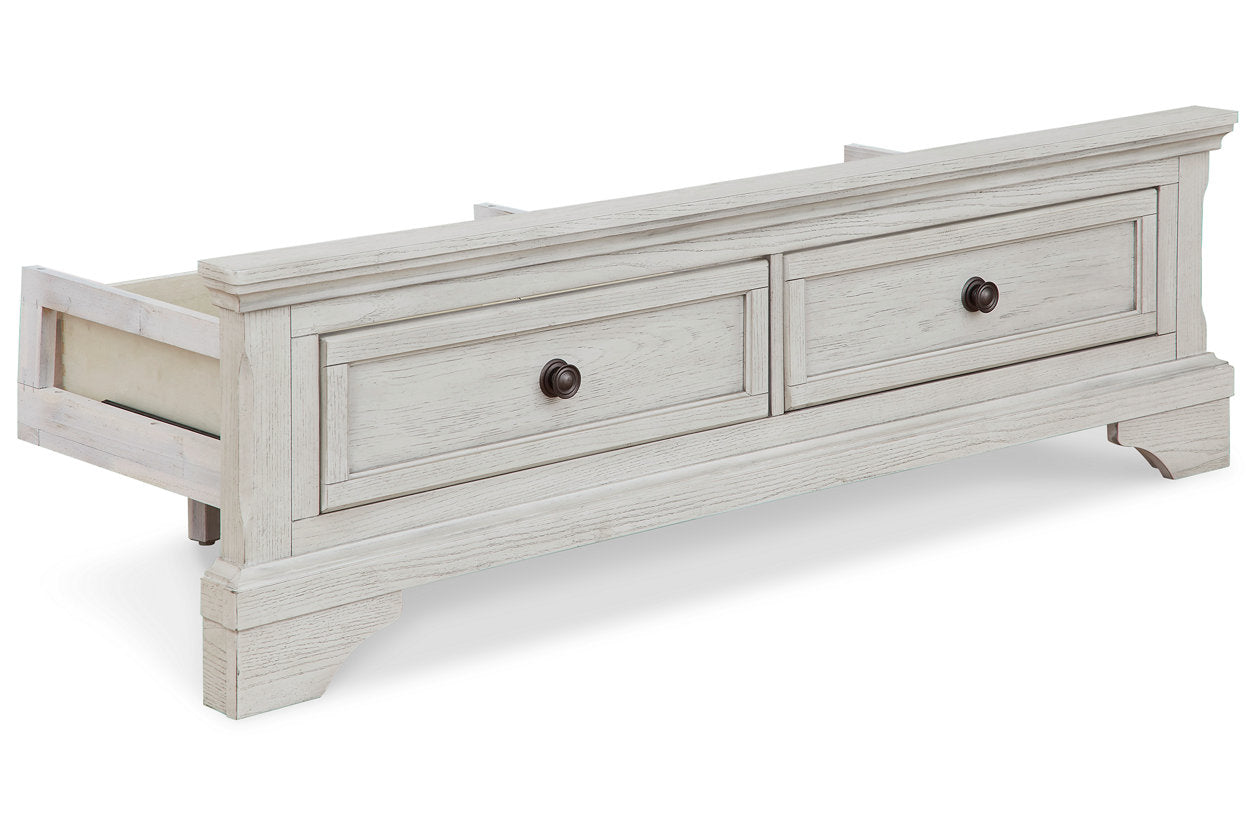 Robbinsdale Antique White Full Storage Footboard with Roll Slats - B742-84S - Bien Home Furniture &amp; Electronics