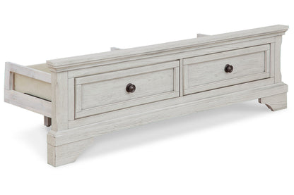 Robbinsdale Antique White Full Storage Footboard with Roll Slats - B742-84S - Bien Home Furniture &amp; Electronics
