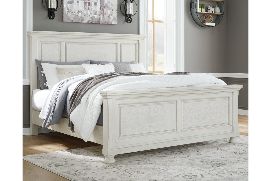 Robbinsdale Antique White King Panel Bed - SET | B742-56 | B742-58 | B742-97 - Bien Home Furniture &amp; Electronics