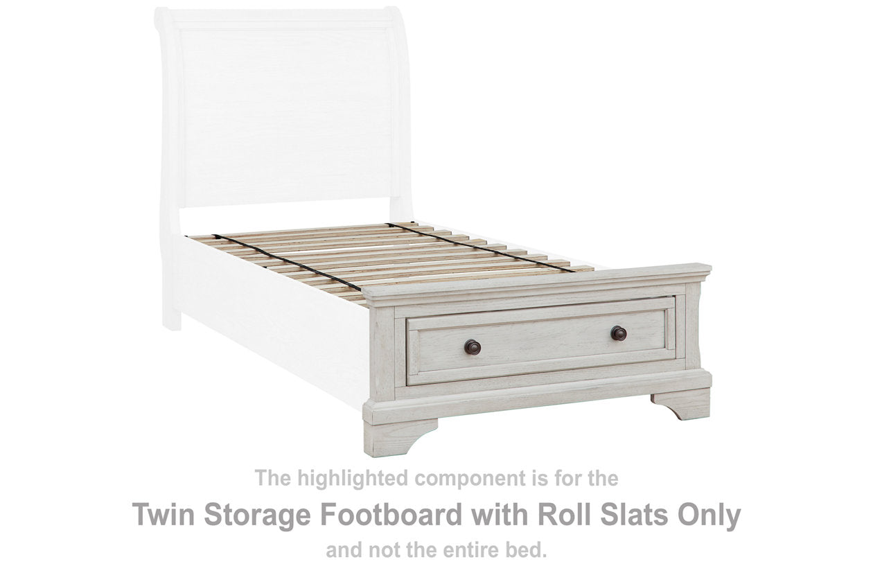 Robbinsdale Antique White Twin Storage Footboard with Roll Slats - B742-52S - Bien Home Furniture &amp; Electronics
