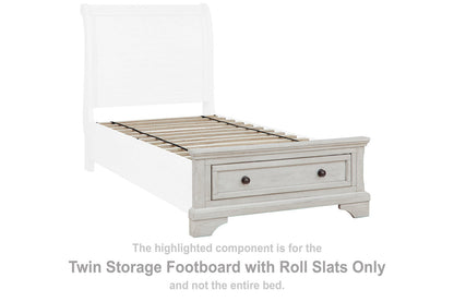 Robbinsdale Antique White Twin Storage Footboard with Roll Slats - B742-52S - Bien Home Furniture &amp; Electronics