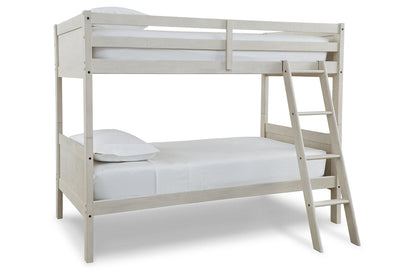 Robbinsdale Antique White Twin/Twin Bunk Bed with Ladder - B742-59 - Bien Home Furniture &amp; Electronics