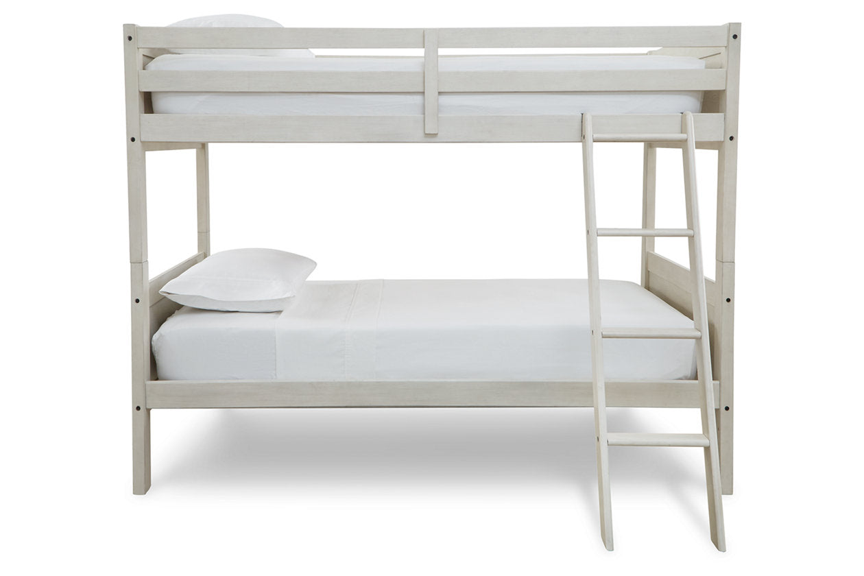 Robbinsdale Antique White Twin/Twin Bunk Bed with Ladder - B742-59 - Bien Home Furniture &amp; Electronics