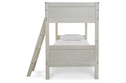 Robbinsdale Antique White Twin/Twin Bunk Bed with Ladder - B742-59 - Bien Home Furniture &amp; Electronics