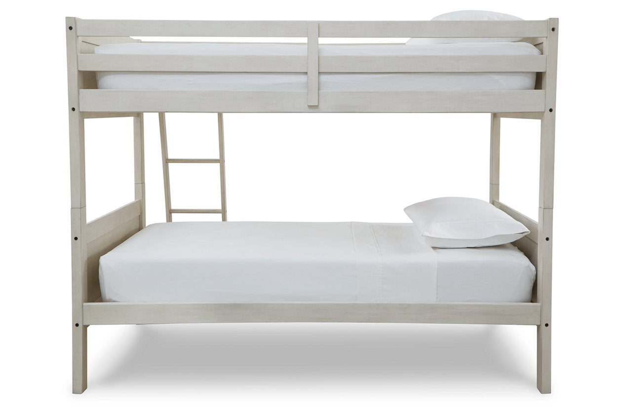 Robbinsdale Antique White Twin/Twin Bunk Bed with Ladder - B742-59 - Bien Home Furniture &amp; Electronics