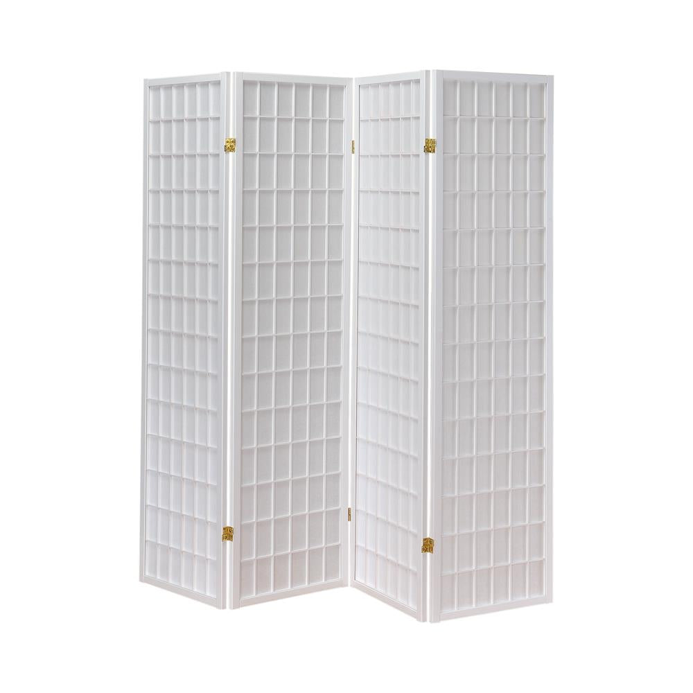 Roberto 4-Panel Folding Screen White - 902626 - Bien Home Furniture &amp; Electronics