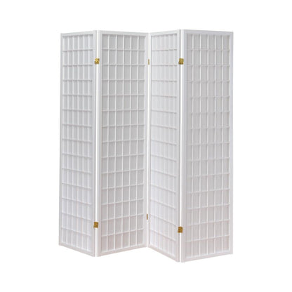 Roberto 4-Panel Folding Screen White - 902626 - Bien Home Furniture &amp; Electronics