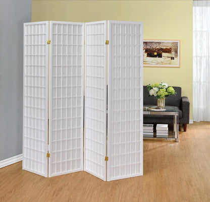 Roberto 4-Panel Folding Screen White - 902626 - Bien Home Furniture &amp; Electronics